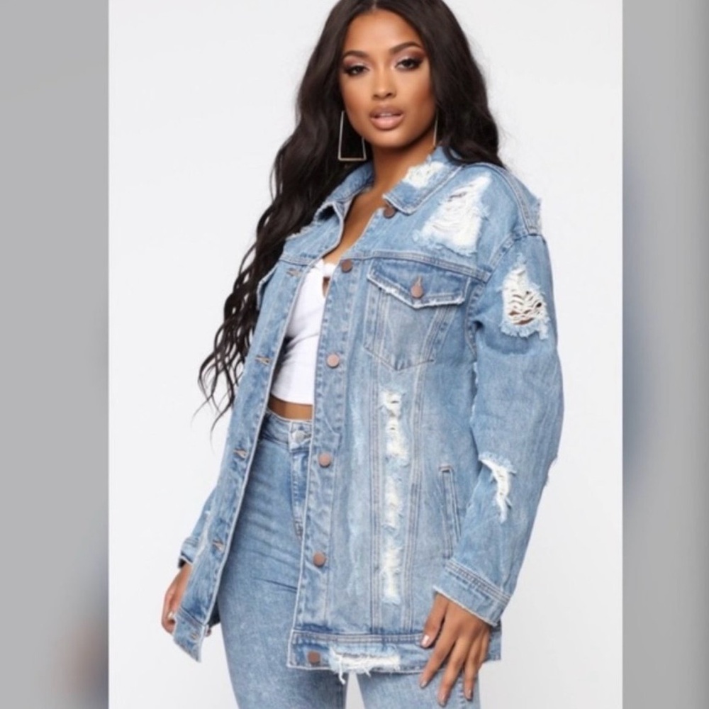 Boom Boom Jeans Distressed Denim Jean Jacket